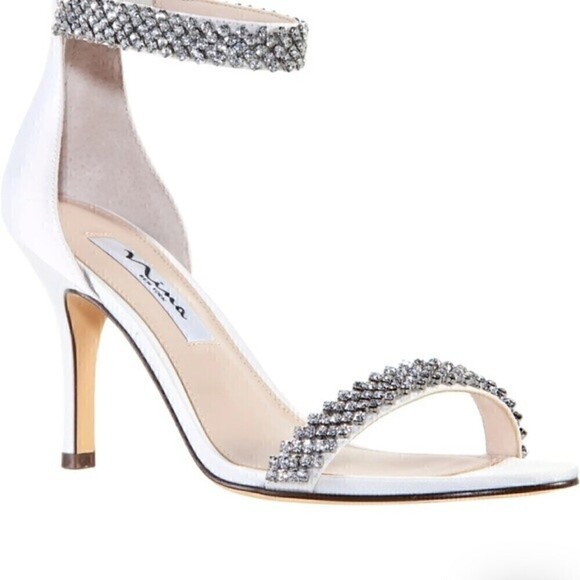 NINA Women's Ivory Vauna Ankle Strap Sandal $108.95 Rows of crystals shimmer 5 - Picture 1 of 10